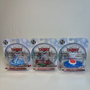 NWT Disney Pixar Holiday CARS Lightning McQueen Flash Sally Doc Hudson Diecast